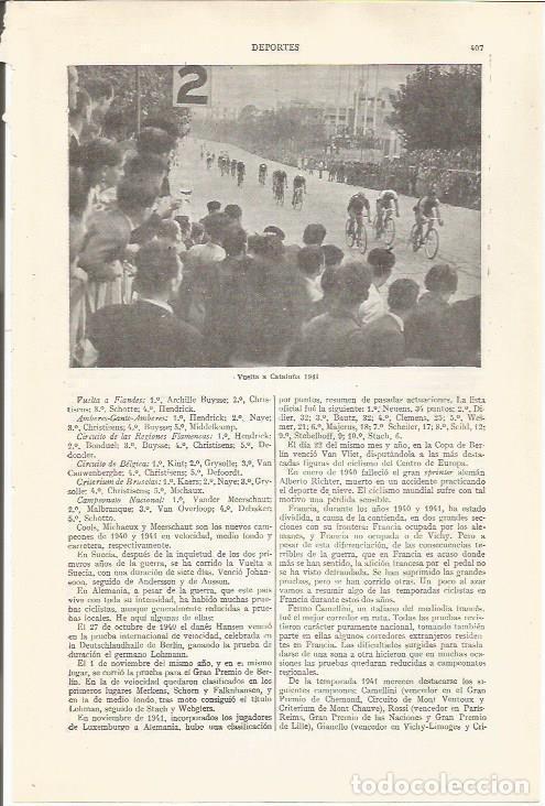 Otros art&iacute;culos de coleccionismo en papel: LAMINA ESPASA 34399: Vuelta ciclista a Catalu&ntilde;a 1941 - Varios
