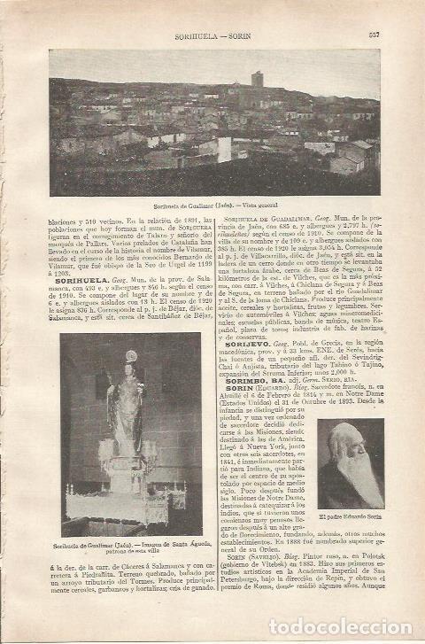 Otros art&iacute;culos de coleccionismo en papel: LAMINA ESPASA 34207: Sorihuela de Gualimar, Jaen - Varios