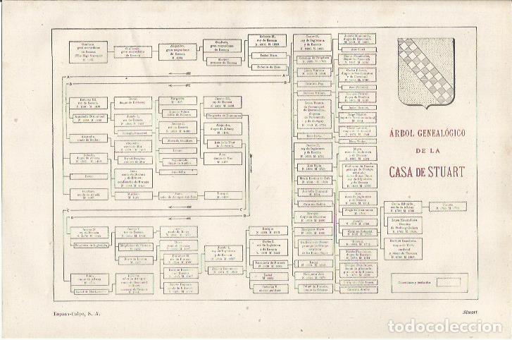 Otros art&iacute;culos de coleccionismo en papel: LAMINA ESPASA 34312: Arbol genealogico de lso Stuart - Varios