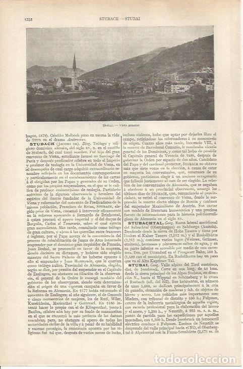Otros art&iacute;culos de coleccionismo en papel: LAMINA ESPASA 34314: Vista de Stubai, Austria - Varios