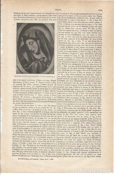 Otros art&iacute;culos de coleccionismo en papel: LAMINA ESPASA 33949: La Virgen del Dedo, por Dolci - Varios