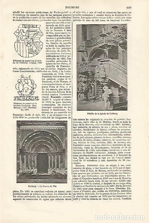Otros art&iacute;culos de coleccionismo en papel: LAMINA ESPASA 27503: Iglesia de Freiberg Alemania - Varios