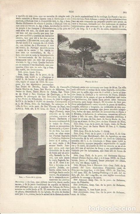 Otros art&iacute;culos de coleccionismo en papel: LAMINA ESPASA 34170: Puerto y Torre de Son - Varios