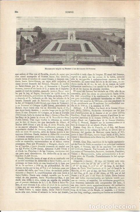 Otros art&iacute;culos de coleccionismo en papel: LAMINA ESPASA 34165: Monumento a los defensores del Sonne, en Proyart - Varios
