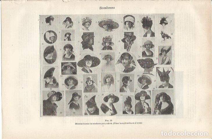 Otros art&iacute;culos de coleccionismo en papel: LAMINA ESPASA 34153: Formas de sombreros para mujeres - Varios