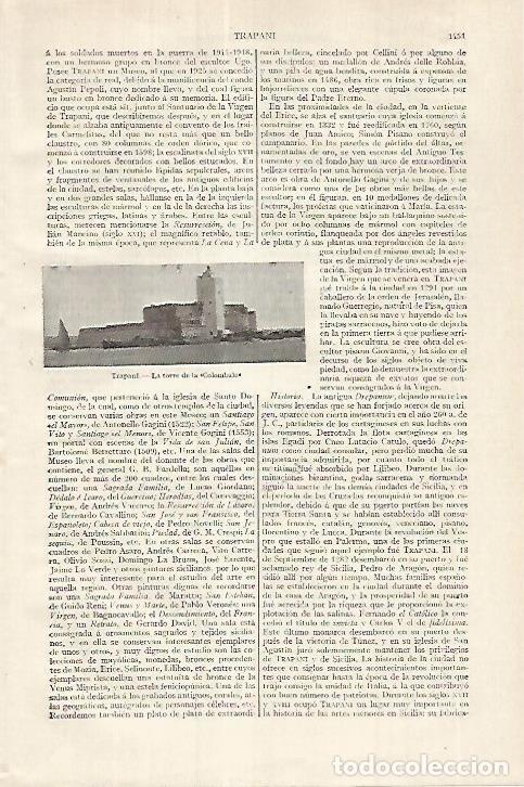 Otros art&iacute;culos de coleccionismo en papel: LAMINA ESPASA 27589: Torre de la Colombata en Trapani - Varios