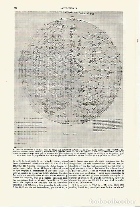 Otros art&iacute;culos de coleccionismo en papel: LAMINA ESPASA 27621: Fotografia de la Luna por el satelite Lunik III - Varios