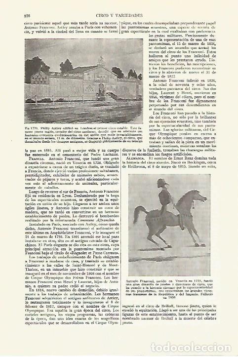 Otros art&iacute;culos de coleccionismo en papel: LAMINA ESPASA 27626: Circo estable de Philip Astley en 1770 - Varios