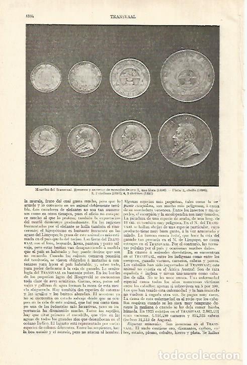 Otros art&iacute;culos de coleccionismo en papel: LAMINA ESPASA 27586: Monedas de Transvaal - Varios