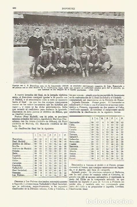 Otros art&iacute;culos de coleccionismo en papel: LAMINA ESPASA 27642: Equipo del F. C. Barcelona en 1959-1960 - Varios