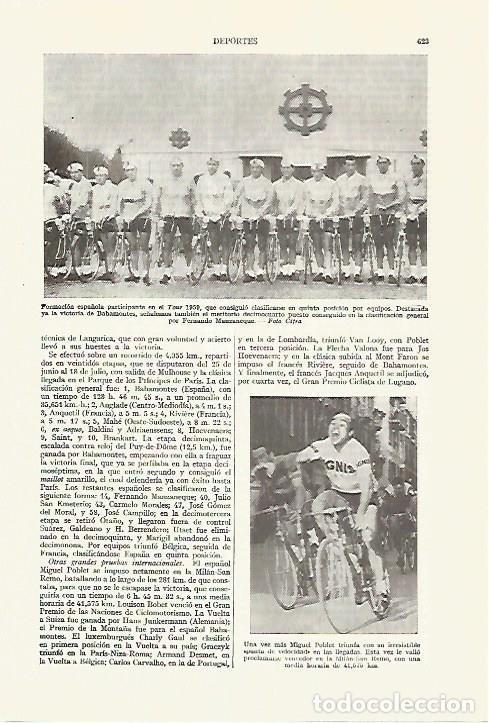 Otros art&iacute;culos de coleccionismo en papel: LAMINA ESPASA 27639: Formacion de Espa&ntilde;a en el Tour de 1959 - Varios