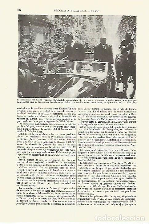 Otros art&iacute;culos de coleccionismo en papel: LAMINA ESPASA 27672: Juscelino Kubitschek presidente de Brasil - Varios