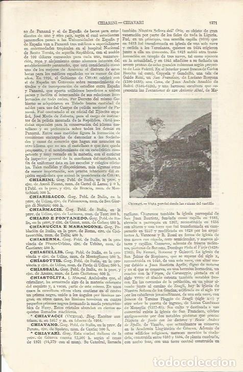 Otros art&iacute;culos de coleccionismo en papel: LAMINA ESPASA 34957: Ruinas del Castillo de Chiavari - Varios