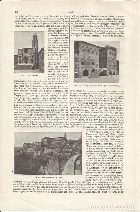 Otros art&iacute;culos de coleccionismo en papel: LAMINA ESPASA 35040: Vistas de Todi, Italia - Varios