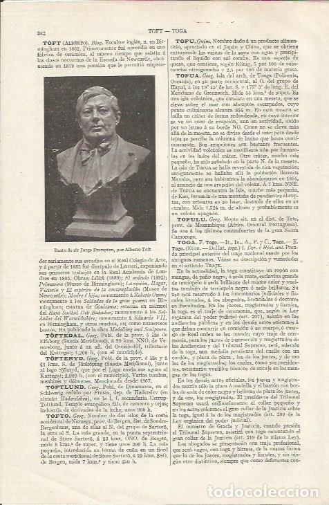 Otros art&iacute;culos de coleccionismo en papel: LAMINA ESPASA 35045: Busto de George Frampton, por Toft - Varios