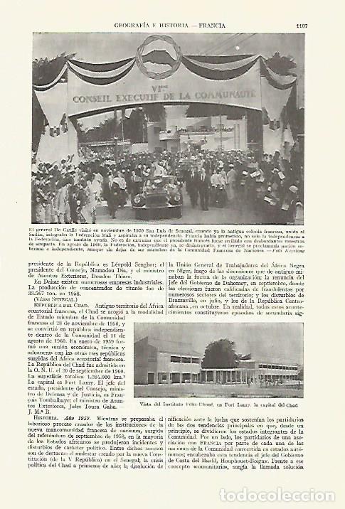 Otros art&iacute;culos de coleccionismo en papel: LAMINA ESPASA 27707: De Gaulle en visita a Senegal en 1959 - Varios