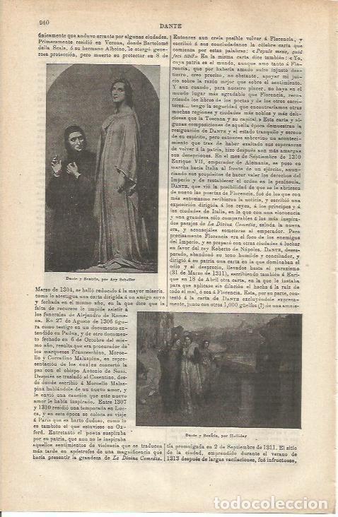Otros art&iacute;culos de coleccionismo en papel: LAMINA ESPASA 34841: Dante y Beatriz,por Scheffer - Varios