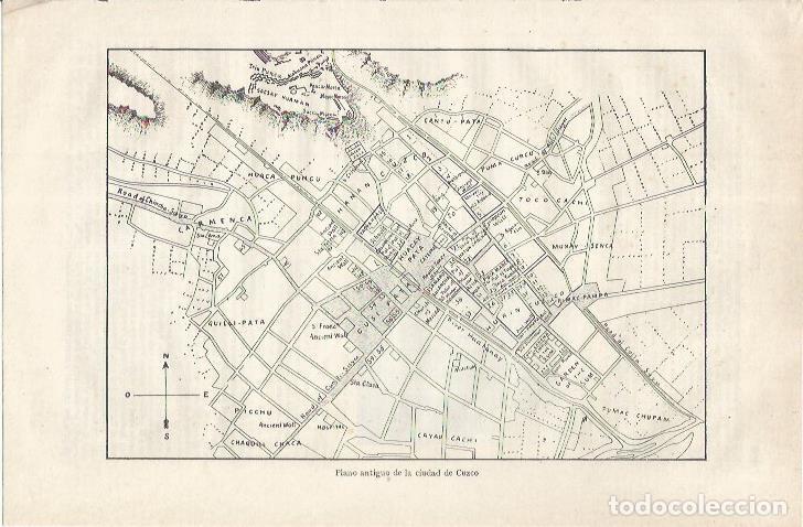 Otros art&iacute;culos de coleccionismo en papel: LAMINA ESPASA 34942: Plano antiguo de Cuzco, Peru - Varios
