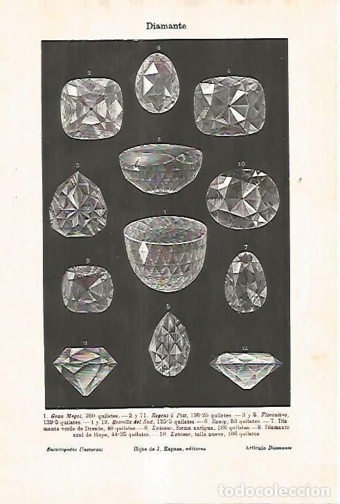 Otros art&iacute;culos de coleccionismo en papel: LAMINA ESPASA 27823: Tipos de diamante - Varios