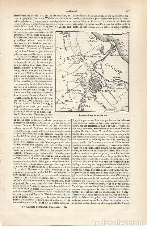 Otros art&iacute;culos de coleccionismo en papel: LAMINA ESPASA 34849: Plano del Sitio de Danzig de 1807 - Varios