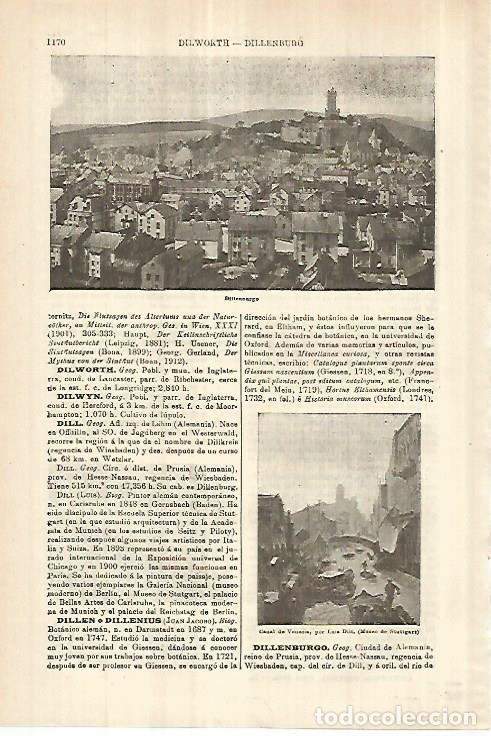 Otros art&iacute;culos de coleccionismo en papel: LAMINA ESPASA 27853: Vista de Dillenburg Alemania - Varios