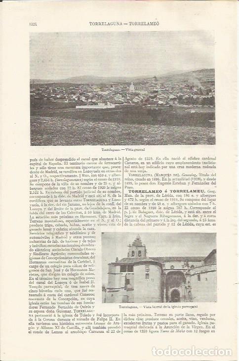 Otros art&iacute;culos de coleccionismo en papel: LAMINA ESPASA 35200: Vista e iglesia de Torrelaguna, Madrid - Varios