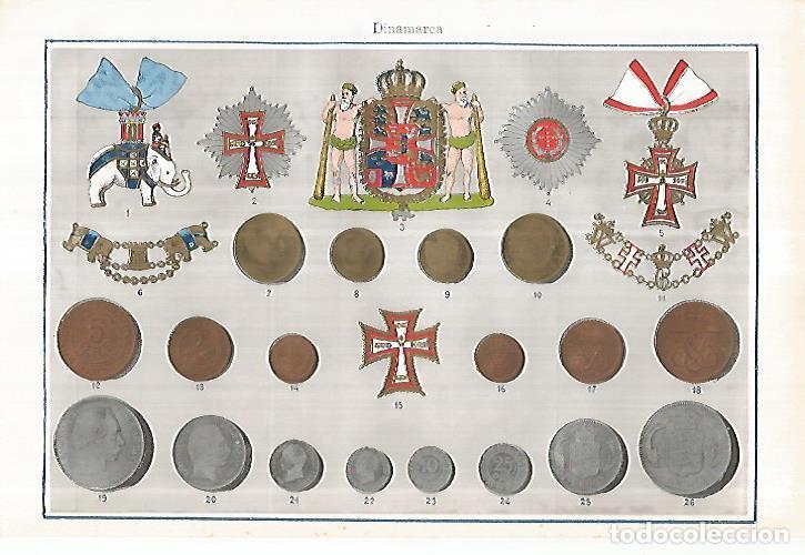 Otros art&iacute;culos de coleccionismo en papel: LAMINA ESPASA 27858: Escudo y monedas de Dinamarca - Varios