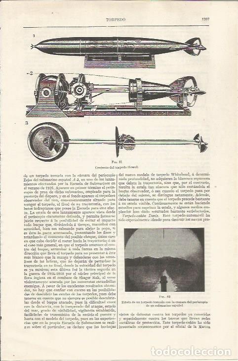 Otros art&iacute;culos de coleccionismo en papel: LAMINA ESPASA 35174: Conjunto del torpedo Howell - Varios