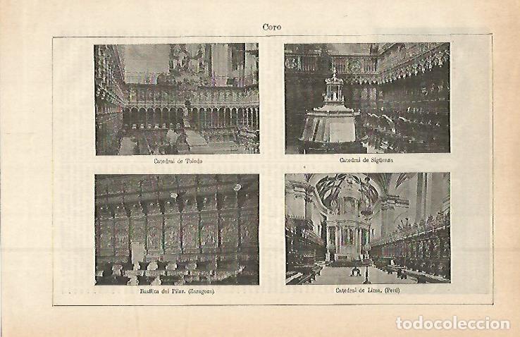 Otros art&iacute;culos de coleccionismo en papel: LAMINA ESPASA 15000: Coro de la Catedral de Toledo Siguenza Zaragoza y Lima - Varios