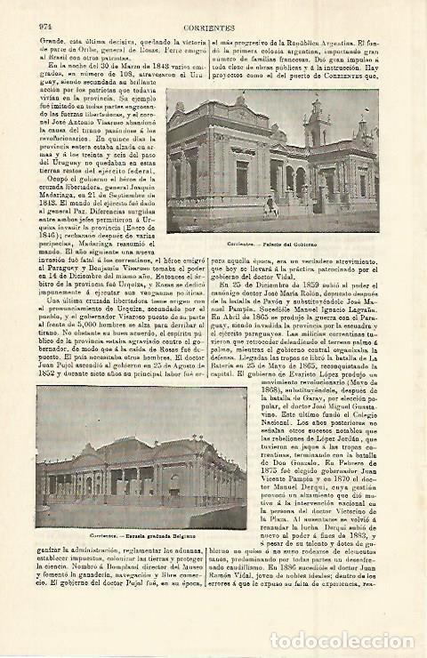 Otros art&iacute;culos de coleccionismo en papel: LAMINA ESPASA 15061: Palacio del Gobierno de Corrientes Argentina - Varios