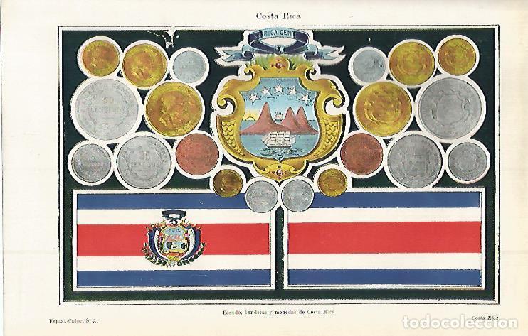 Otros art&iacute;culos de coleccionismo en papel: LAMINA ESPASA 15108: Escudo bandera y monedas de Costa Rica - Varios