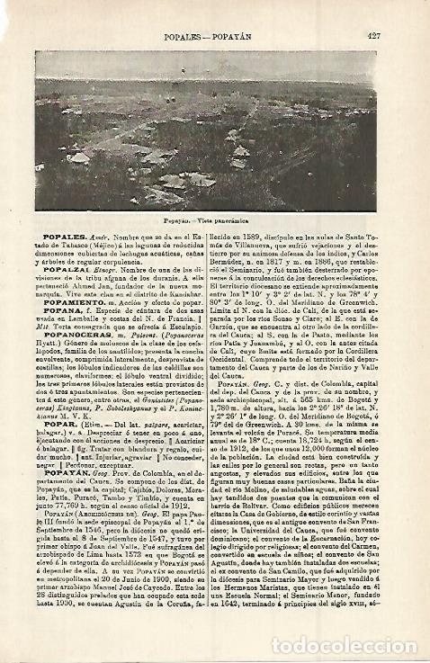 Otros art&iacute;culos de coleccionismo en papel: LAMINA ESPASA 15254: Vista de Popayan Colombia - Varios