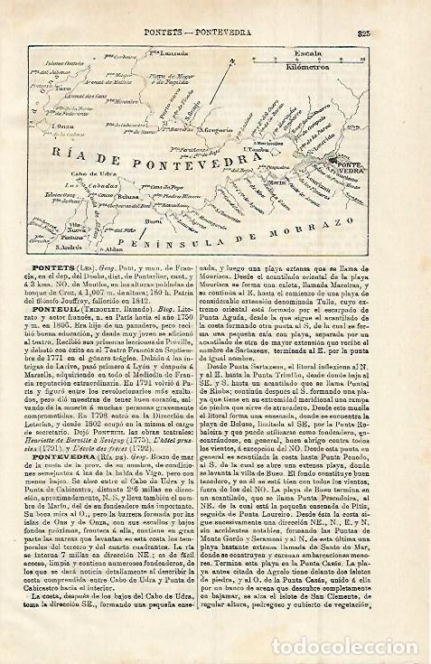 Otros art&iacute;culos de coleccionismo en papel: LAMINA ESPASA 15229: Mapa de la ria de Pontevedra - Varios