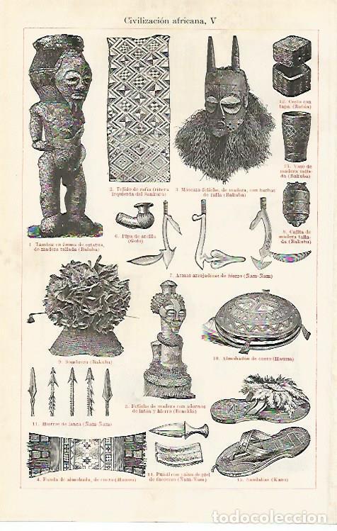 Otros art&iacute;culos de coleccionismo en papel: LAMINA ESPASA 15372: Objetos de Africa - Varios