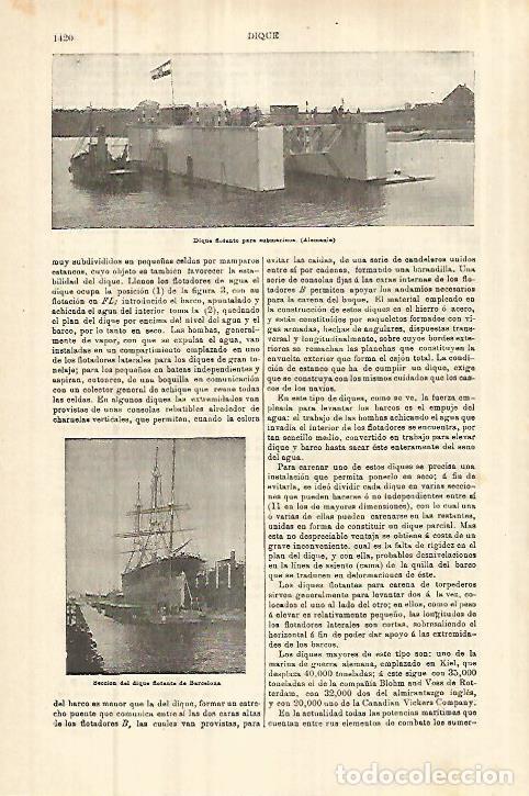 Otros art&iacute;culos de coleccionismo en papel: LAMINA ESPASA 27880: Dique flotante de Barcelona - Varios