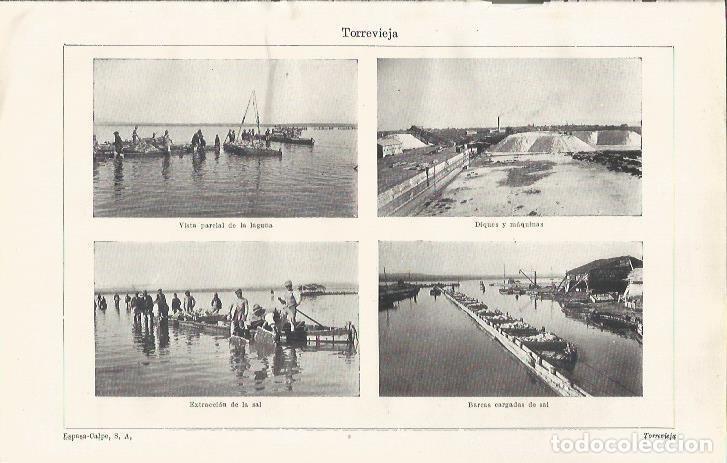 Otros art&iacute;culos de coleccionismo en papel: LAMINA ESPASA 35213: Laguna, diques, extraccion de sal y barcas con sal en Torrevieja, Alicante - Va