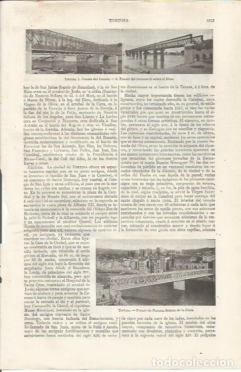 Otros art&iacute;culos de coleccionismo en papel: LAMINA ESPASA 35224: Puentes de Tortosa, Tarragona - Varios