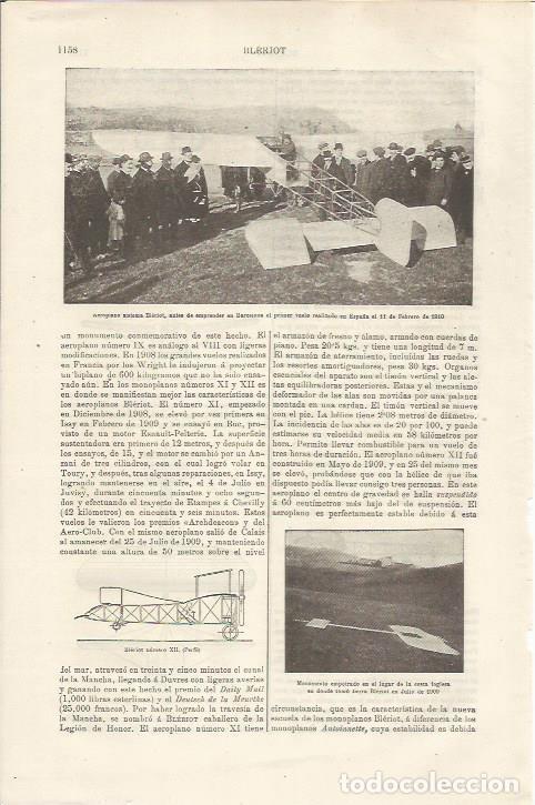 Otros art&iacute;culos de coleccionismo en papel: LAMINA ESPASA 34597: Aeroplano sistema Bleriot - Varios