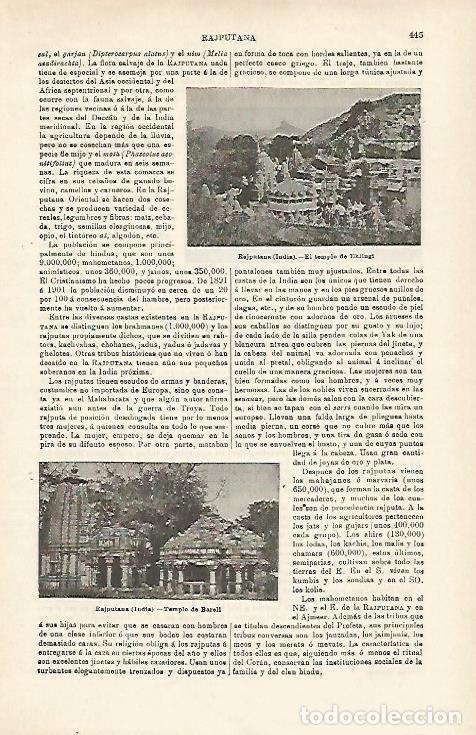 Otros art&iacute;culos de coleccionismo en papel: LAMINA ESPASA 15923: Templo de Eklingi en Rajputana India - Varios