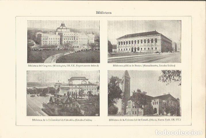Otros art&iacute;culos de coleccionismo en papel: LAMINA ESPASA 34528: Biblioteca del Congreso de USA, publica de Boston, de la Universidad de Columbi