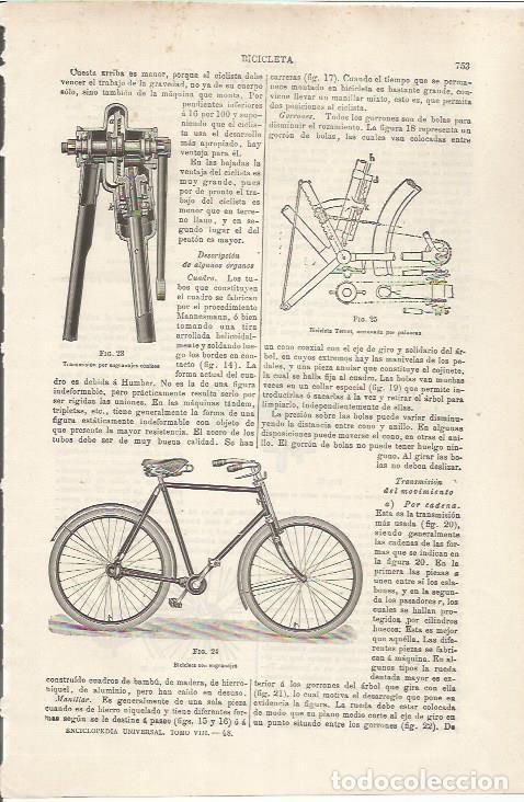 Otros art&iacute;culos de coleccionismo en papel: LAMINA ESPASA 34533: Bicicleta con engranajes - Varios