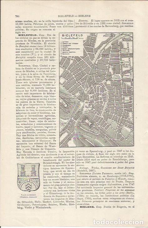 Otros art&iacute;culos de coleccionismo en papel: LAMINA ESPASA 34538: Plano de Bielefeld, Alemania - Varios