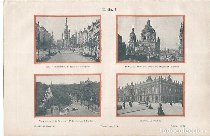 Otros art&iacute;culos de coleccionismo en papel: LAMINA ESPASA 34460: Catedral, iglesia de Guillermo, Siegesakee y Zeughaus en Berlin - Varios