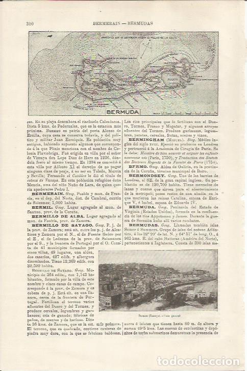 Otros art&iacute;culos de coleccionismo en papel: LAMINA ESPASA 34465: Mapa de la isla de Bermuda - Varios