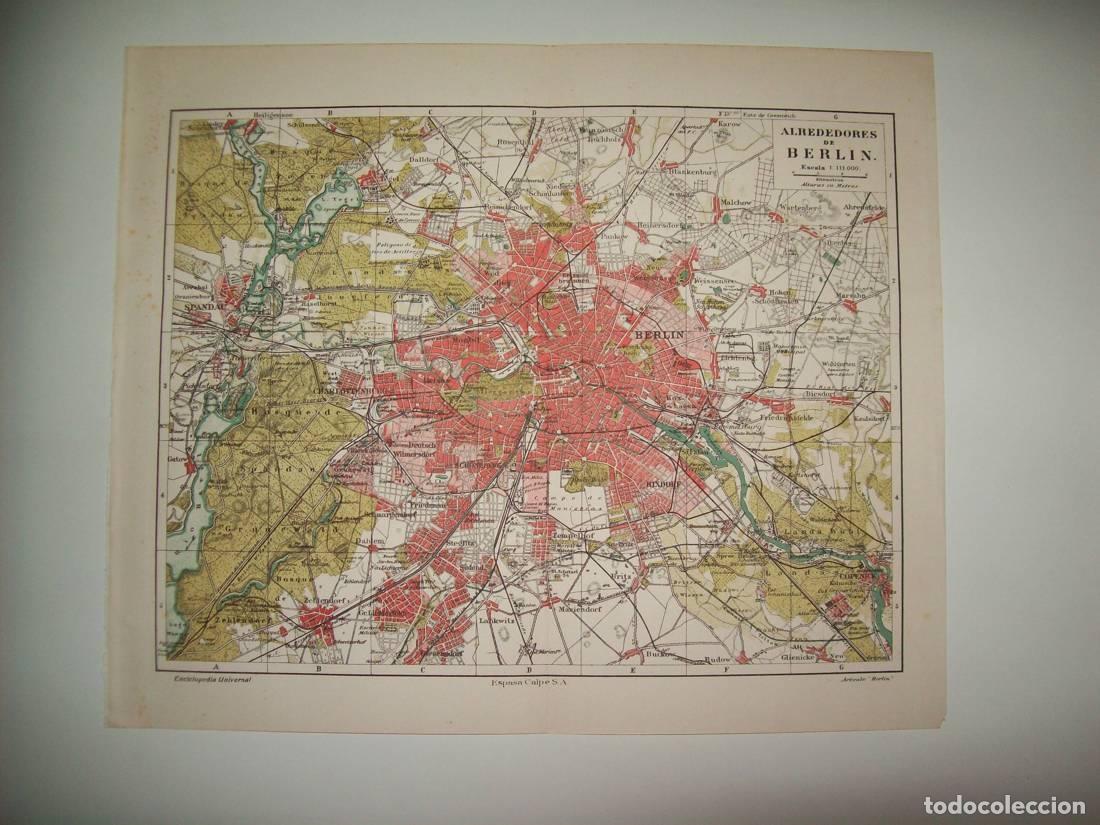 Otros art&iacute;culos de coleccionismo en papel: LAMINA ESPASA 34457: Mapa de los alrededores de Berlin - Varios