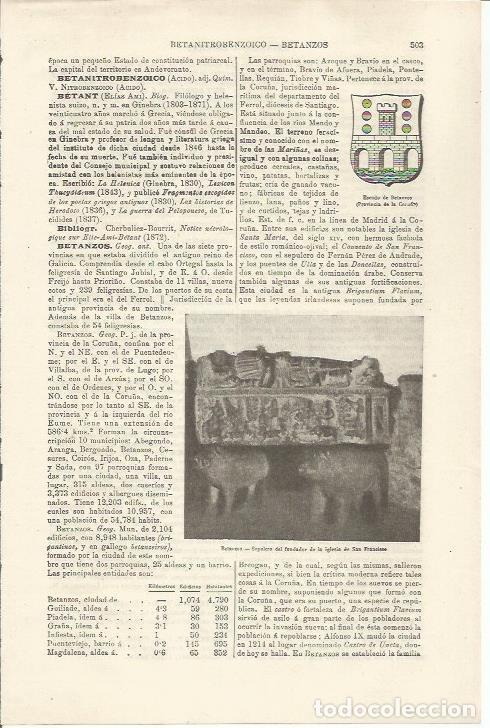 Otros art&iacute;culos de coleccionismo en papel: LAMINA ESPASA 34495: Sepulcro del fundador de la iglesia de San Francisco en Betanzos, Galicia - Var