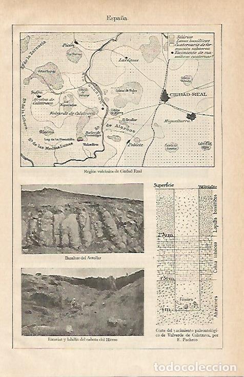 Otros art&iacute;culos de coleccionismo en papel: LAMINA ESPASA 15544: Mapa de la region volcanica de Ciudad Real - Varios