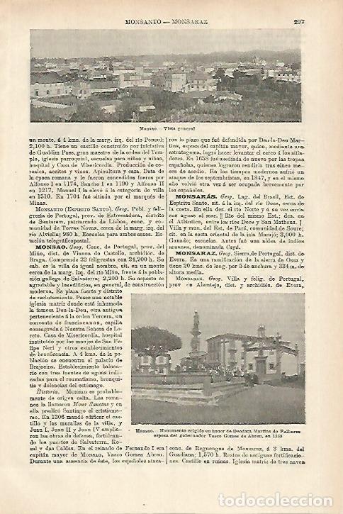 Otros art&iacute;culos de coleccionismo en papel: LAMINA ESPASA 27934: Vistas de Monsao Portugal - Varios