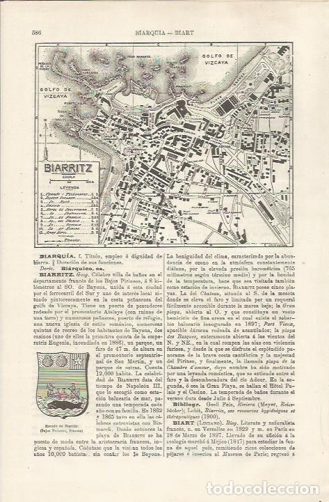 Otros art&iacute;culos de coleccionismo en papel: LAMINA ESPASA 34510: Plano de Biarritz, Francia - Varios