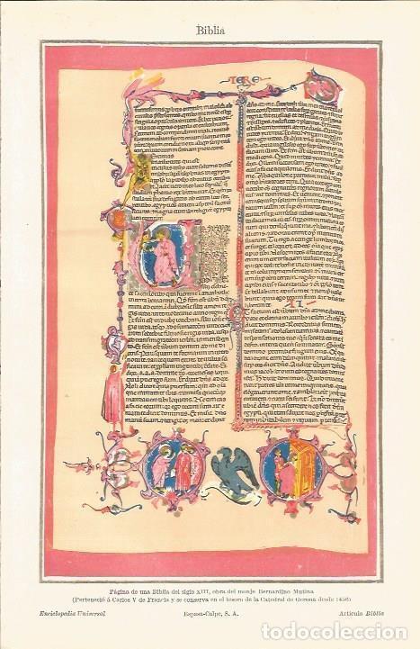 Otros art&iacute;culos de coleccionismo en papel: LAMINA ESPASA 34516: Pagina de una biblia del siglo XIII - Varios